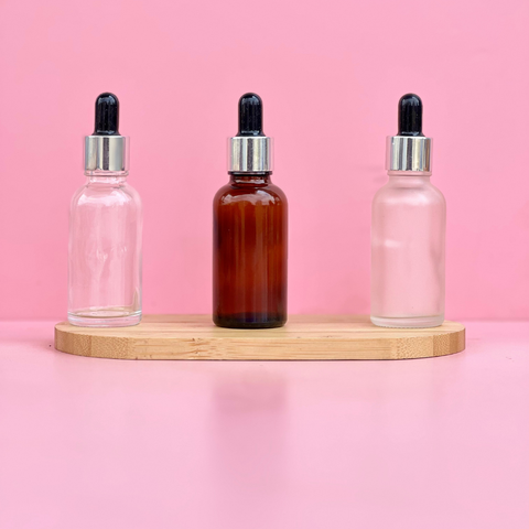 30Ml Glass Bottle With Silver Black Dropper (Round)