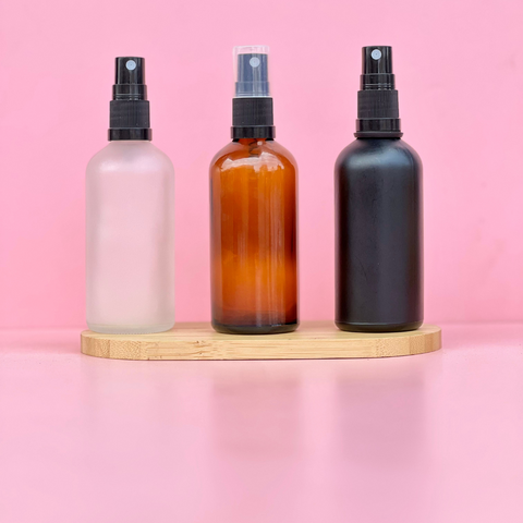 100Ml Glass Bottle With Black Mist Sprayer (Round)