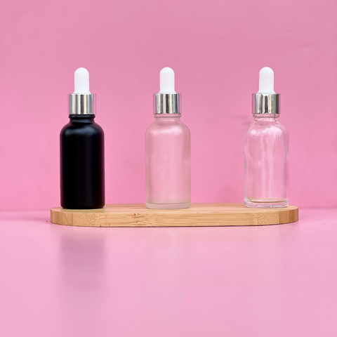 30Ml Glass Bottle With Silver White Dropper (Round)