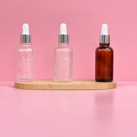 30Ml Glass Bottle With Silver White Dropper (Round)
