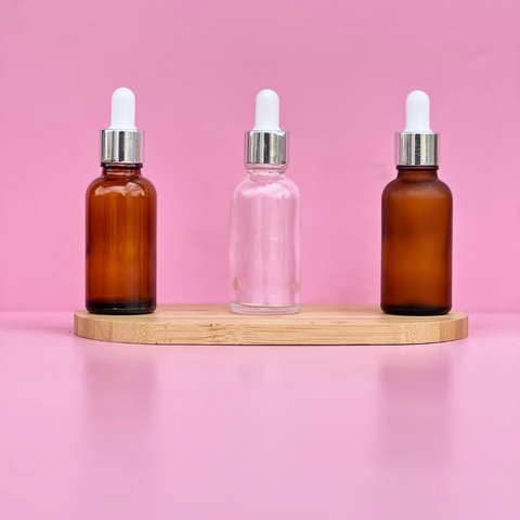 30Ml Glass Bottle With Silver White Dropper (Round)