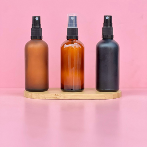 100Ml Glass Bottle With Black Mist Sprayer (Round)