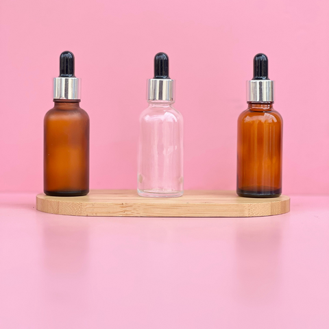 30Ml Glass Bottle With Silver Black Dropper (Round)