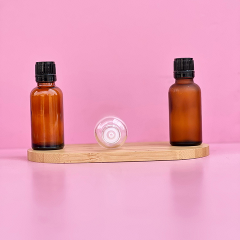 30Ml Glass Bottle With Black Smooth Tamper Proof Cap + Insert (Round)