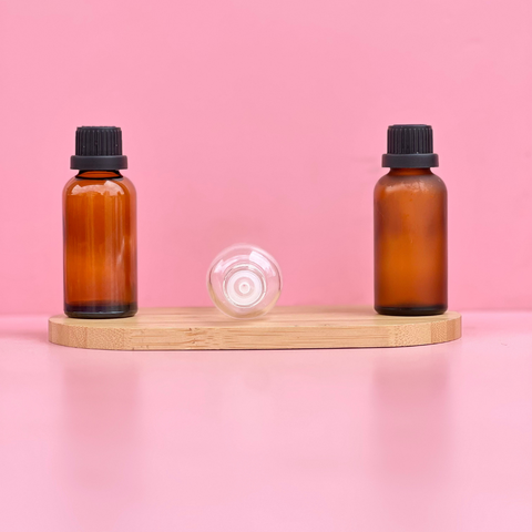 30Ml Glass Bottle With Black Tamper Proof Cap + Insert (Round)
