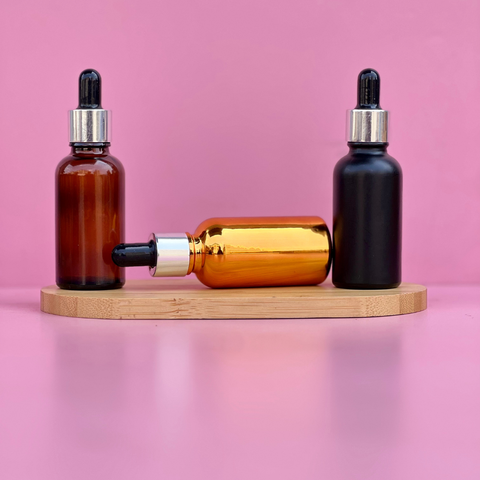 30Ml Glass Bottle With Silver Black Dropper (Round)