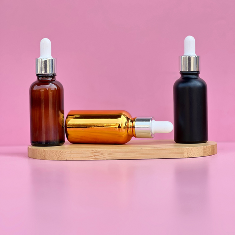 30Ml Glass Bottle With Silver White Dropper (Round)