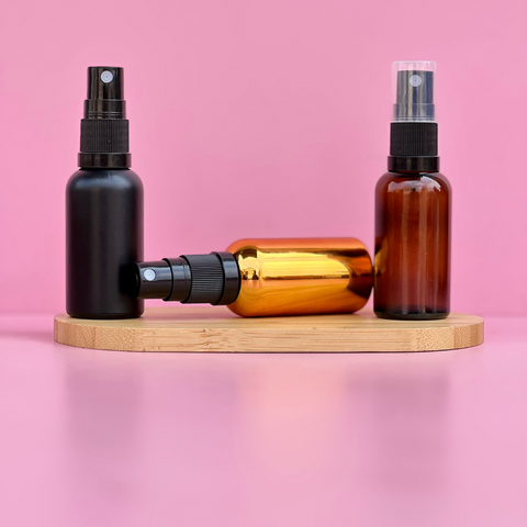 30Ml Glass Bottle With Black Mist Sprayer (Round)