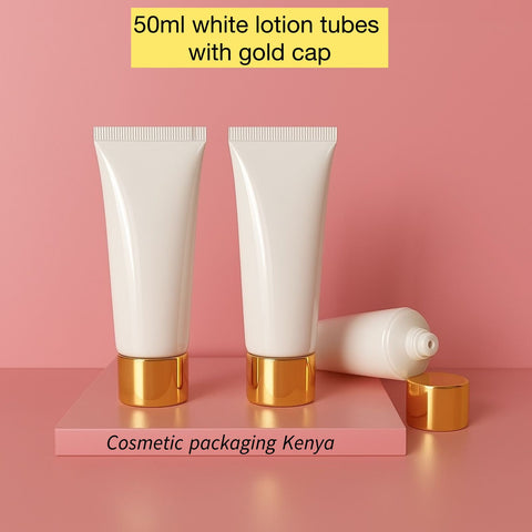 50Ml White Lotion Tube With Gold Cap
