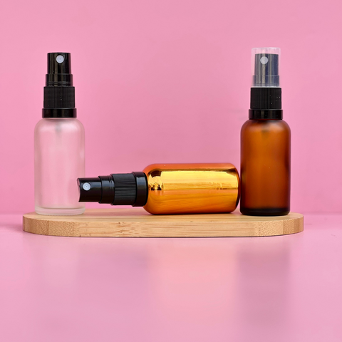 30Ml Glass Bottle With Black Mist Sprayer (Round)