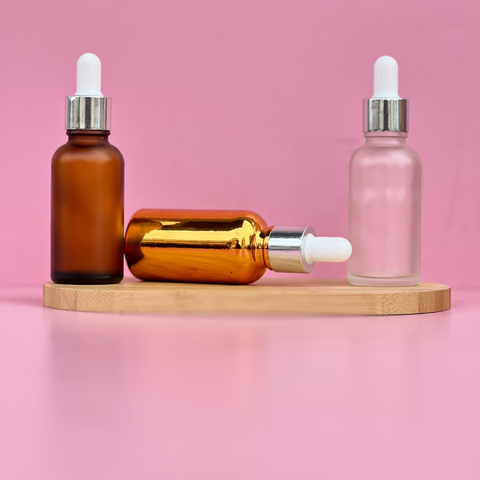 30Ml Glass Bottle With Silver White Dropper (Round)