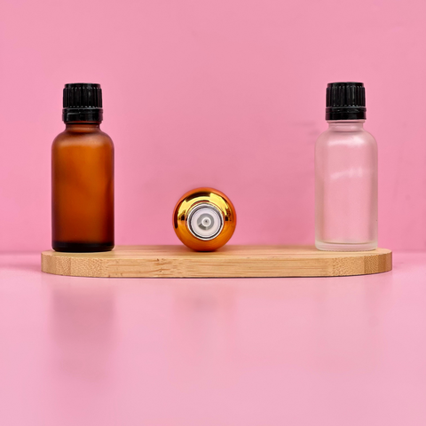 30Ml Glass Bottle With Black Smooth Tamper Proof Cap + Insert (Round)
