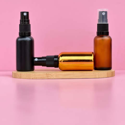 30Ml Glass Bottle With Black Mist Sprayer (Round)
