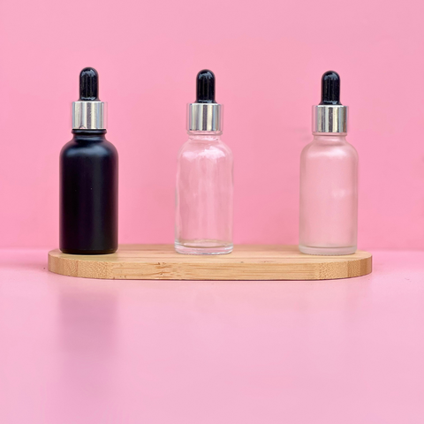 30Ml Glass Bottle With Silver Black Dropper (Round)