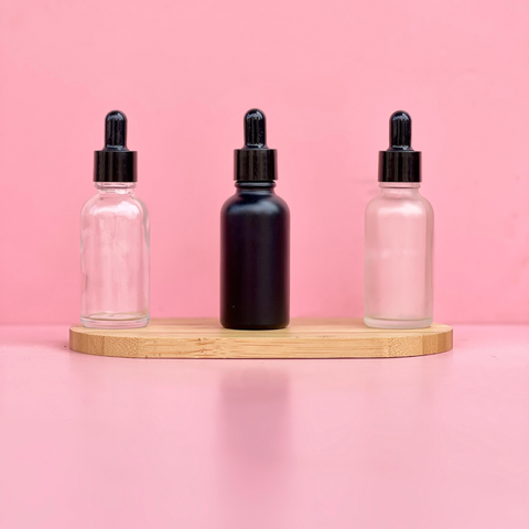 30Ml Glass Bottle With Black Smooth Dropper (Round)