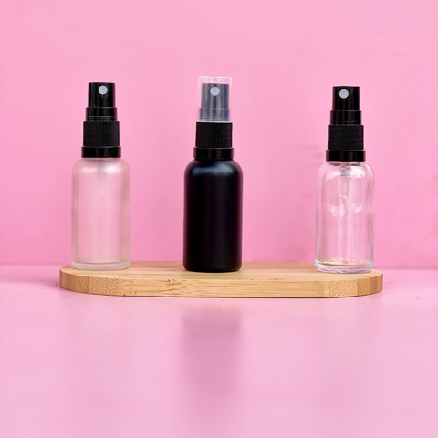 30Ml Glass Bottle With Black Mist Sprayer (Round)