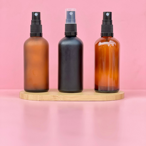 100Ml Glass Bottle With Black Mist Sprayer (Round)