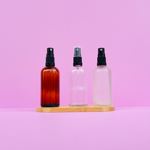 100Ml Glass Bottle With Black Mist Sprayer (Round)
