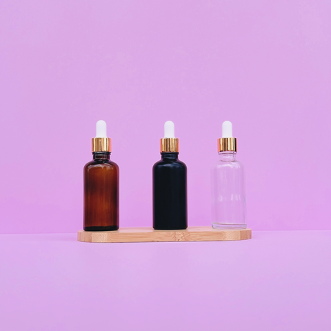 50Ml Glass Bottle With Gold White Dropper (Round)