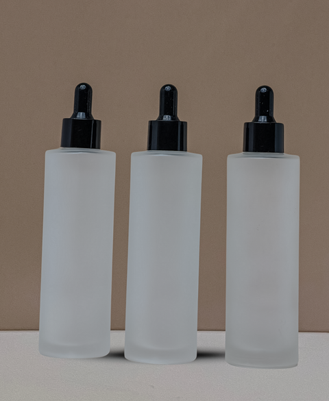 100Ml Glass Bottle With Black Smooth Dropper (Flat)