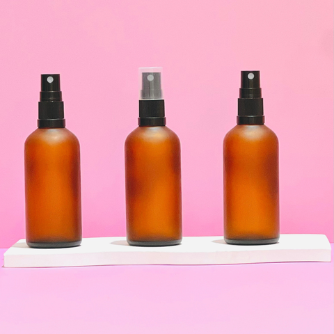 100Ml Glass Bottle With Black Mist Sprayer (Round)