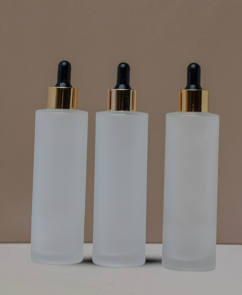 100Ml Glass Bottle With Gold Black Dropper (Flat)