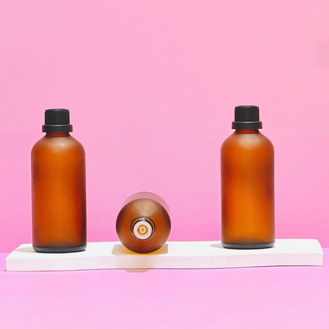 100Ml Glass Bottle With Black Tamper Proof Cap + Insert (Round)