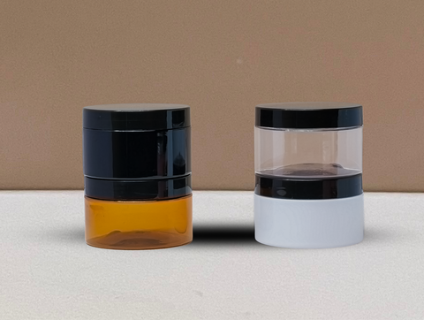 250g Wide Plastic Jar With Black Lid