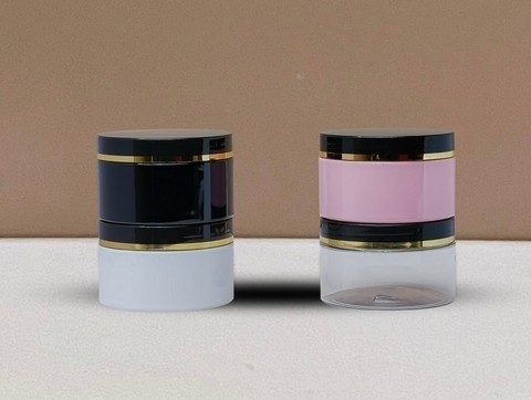 250g Wide Plastic Jar Black Lid With Gold Strip