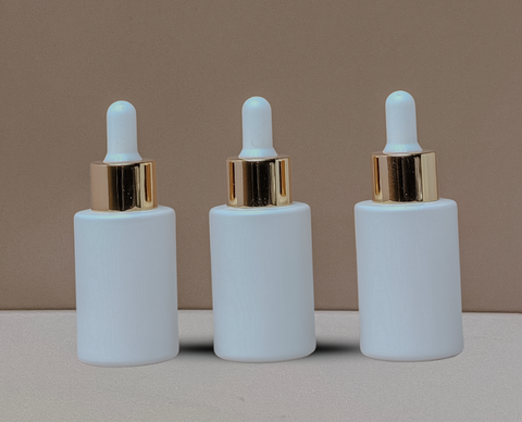 30Ml Glass Bottle With Gold White Dropper (Flat)