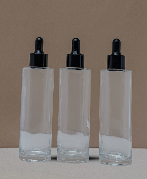 100Ml Glass Bottle With Black Smooth Dropper (Flat)