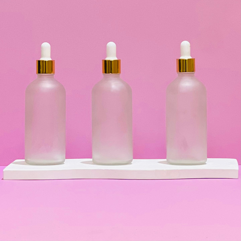 100Ml Glass Bottle With Gold White Dropper (Round)