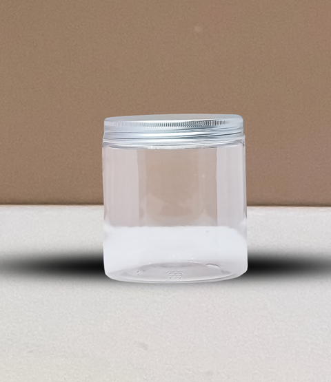 500g Plastic Jar With Silver Aluminium Lid