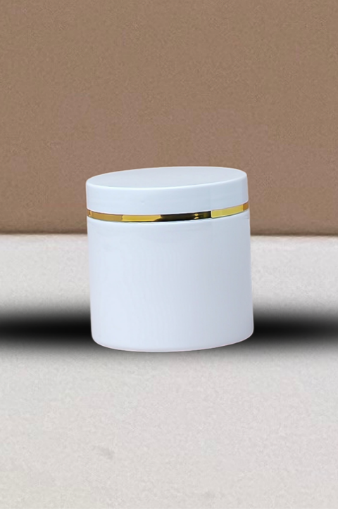 200g Plastic Jar White Lid With Gold Strip