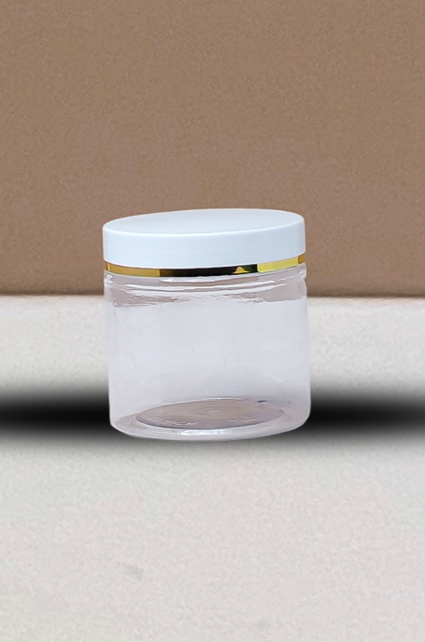 200g Plastic Jar White Lid With Gold Strip
