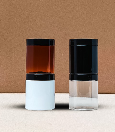 250g Tall Plastic Jar With Black Lid