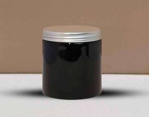 500g White Plastic Jar With Silver Strip