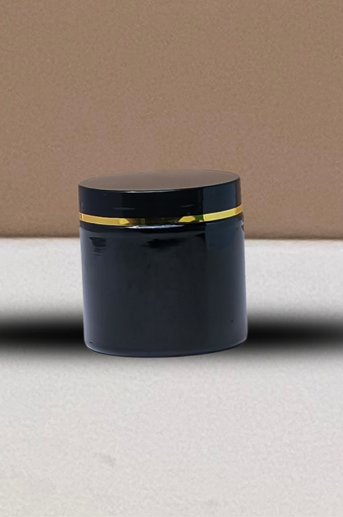 200g Plastic Jar Black Lid With Gold Strip