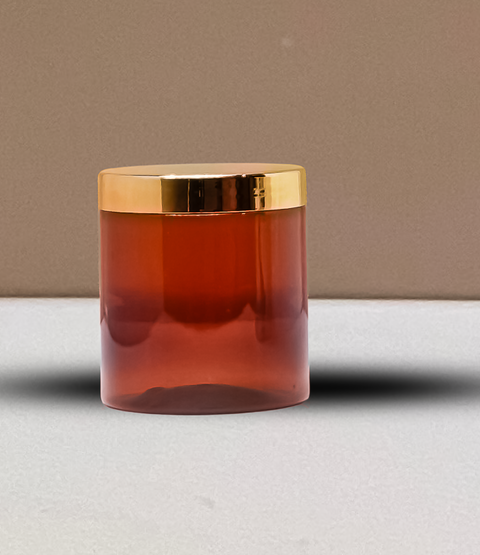 500g Plastic Jar With Gold Electroplated Lid