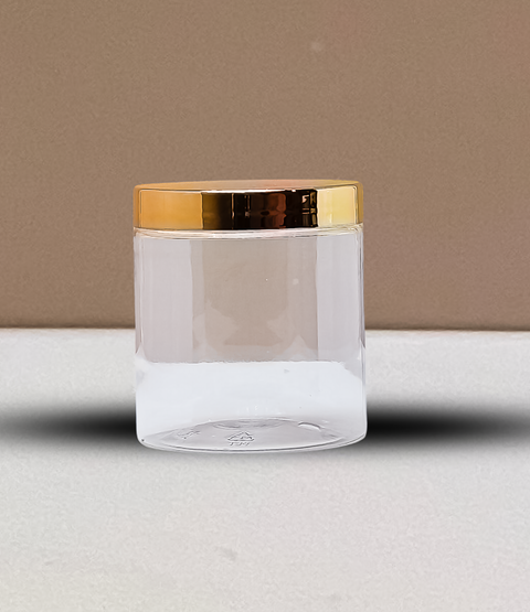 500g Plastic Jar With Gold Electroplated Lid