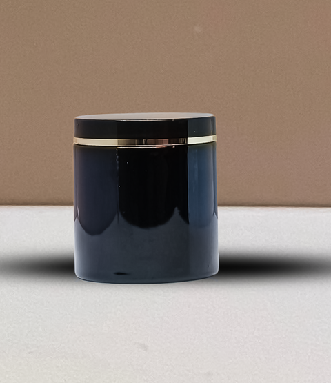500g Plastic Jar With Black Lid with Gold Strip