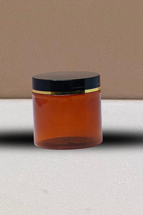 200g Plastic Jar Black Lid With Gold Strip