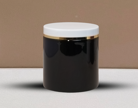 500g Plastic Jar With White Lid with Gold strip