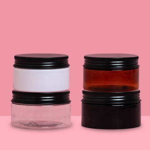 100g Plastic Jar With Black Aluminium Lid