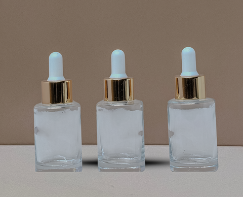 30Ml Glass Bottle With Gold White Dropper (Flat)