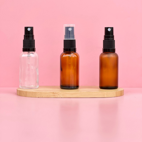 30Ml Glass Bottle With Black Mist Sprayer (Round)