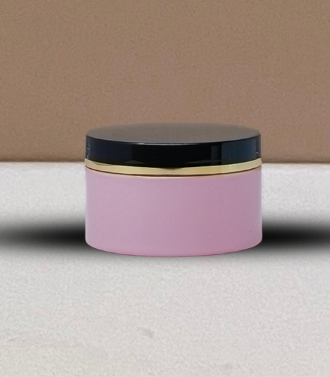 250g Wide Plastic Jar Black Lid With Gold Strip