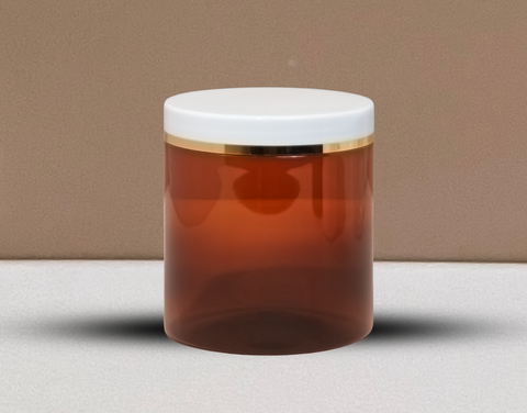500g Plastic Jar With White Lid with Gold strip
