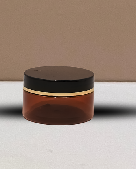 100g Plastic Jar with Black Lid and Gold Strip