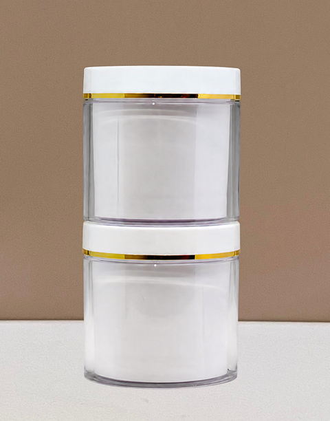 300g Double Walled Jar with White Lid with Gold Strip